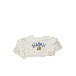 Okoboji Iowa Cropped Cut Oversized Sweatshirt White Womens XL?